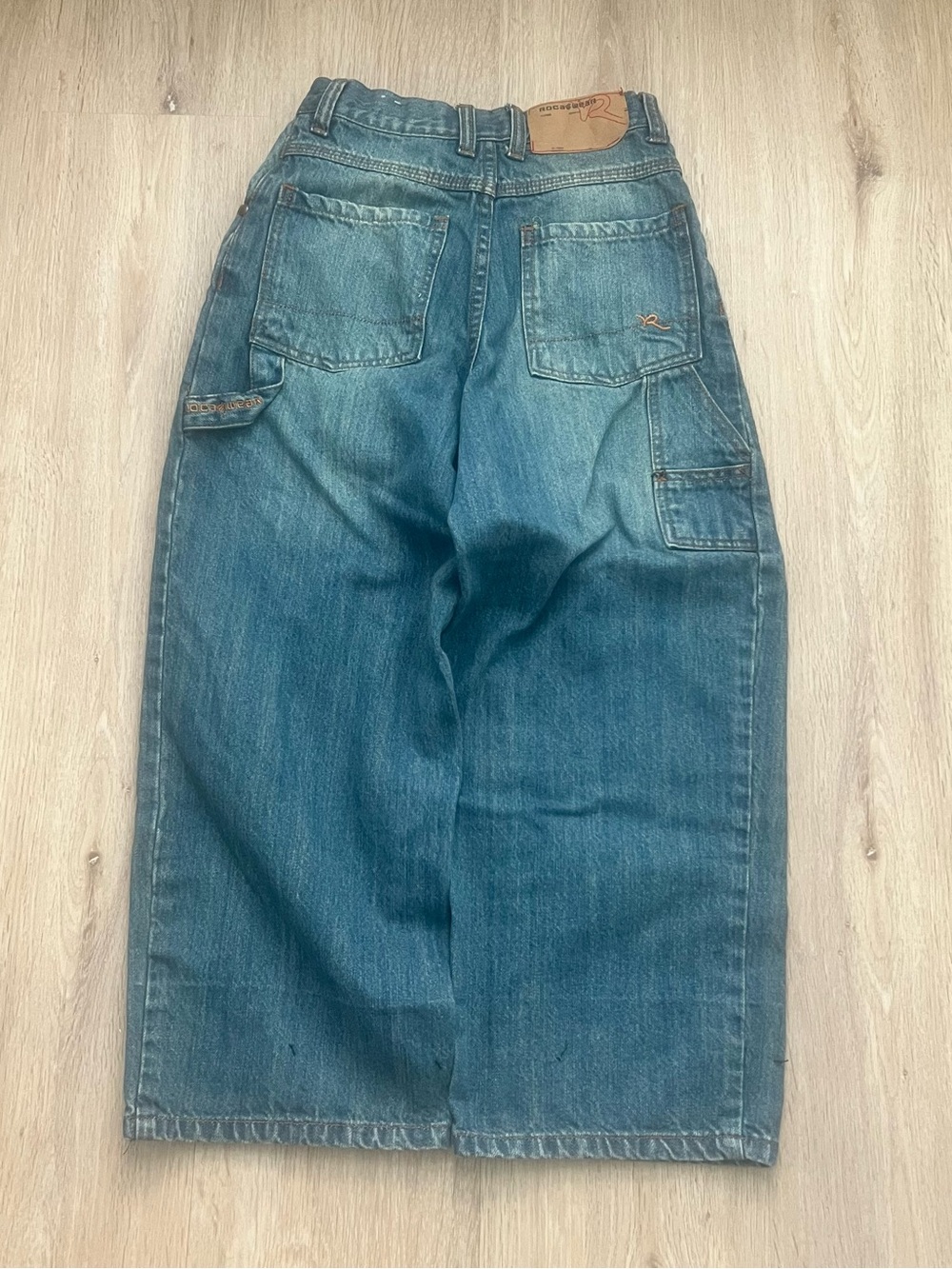 Vintage Y2K Rocawear Baggy Jeans Womens Size 8 Blue Wide Leg Hip Hop Denim